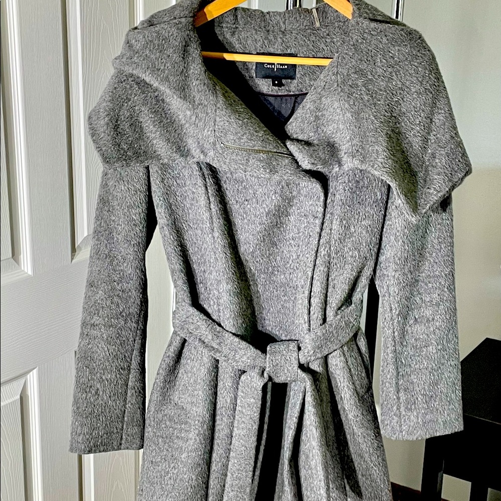 Cole Haan alpaca belted coat